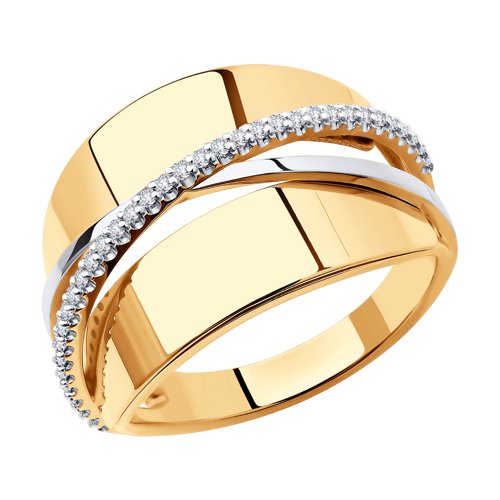 Кольцо, золото, фианит, 018775
